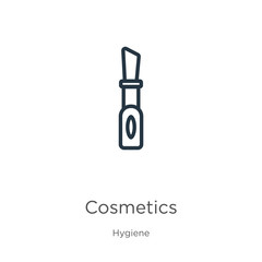 Cosmetics icon. Thin linear cosmetics outline icon isolated on white background from hygiene collection. Line vector cosmetics sign, symbol for web and mobile