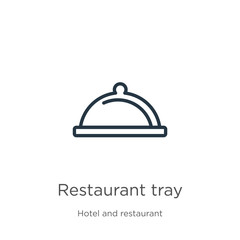Restaurant tray icon. Thin linear restaurant tray outline icon isolated on white background from hotel and restaurant collection. Line vector restaurant tray sign, symbol for web and mobile
