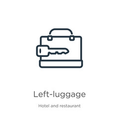 Left-luggage icon. Thin linear left-luggage outline icon isolated on white background from hotel and restaurant collection. Line vector left-luggage sign, symbol for web and mobile