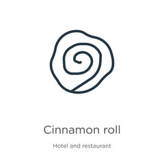 Cinnamon roll icon. Thin linear cinnamon roll outline icon isolated on white background from hotel and restaurant collection. Line vector cinnamon roll sign, symbol for web and mobile