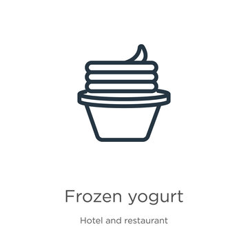 Frozen yogurt icon. Thin linear frozen yogurt outline icon isolated on white background from hotel and restaurant collection. Line vector frozen yogurt sign, symbol for web and mobile