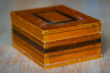 Vintage antique wooden retro jewelry box for jewelry and jewelry