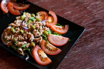 Chicken dish on a restaurant table