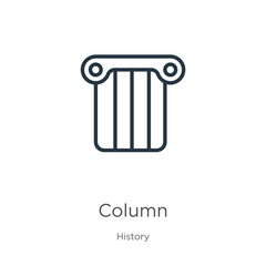 Column icon. Thin linear column outline icon isolated on white background from history collection. Line vector column sign, symbol for web and mobile