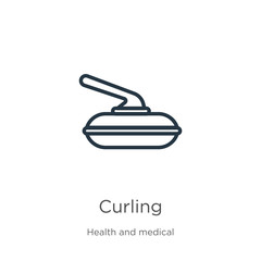 Curling icon. Thin linear curling outline icon isolated on white background from health collection. Line vector curling sign, symbol for web and mobile