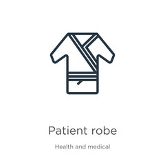 Patient robe icon. Thin linear patient robe outline icon isolated on white background from health and medical collection. Line vector patient robe sign, symbol for web and mobile