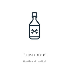 Poisonous icon. Thin linear poisonous outline icon isolated on white background from health and medical collection. Line vector poisonous sign, symbol for web and mobile