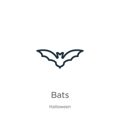 Bats icon. Thin linear bats outline icon isolated on white background from halloween collection. Line vector bats sign, symbol for web and mobile