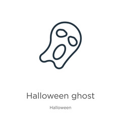 Halloween ghost icon. Thin linear halloween ghost outline icon isolated on white background from halloween collection. Line vector halloween ghost sign, symbol for web and mobile