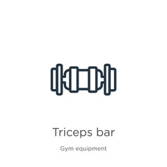 Triceps bar icon. Thin linear triceps bar outline icon isolated on white background from gym and fitness collection. Line vector triceps bar sign, symbol for web and mobile