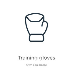 Training gloves icon. Thin linear training gloves outline icon isolated on white background from gym and fitness collection. Line vector training gloves sign, symbol for web and mobile