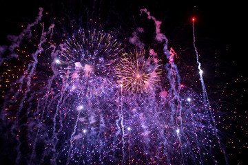 Fireworks overlay for holiday backgrounds with copy-space.