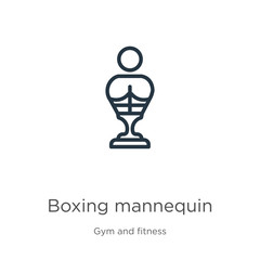 Boxing mannequin icon. Thin linear boxing mannequin outline icon isolated on white background from gym and fitness collection. Line vector boxing mannequin sign, symbol for web and mobile