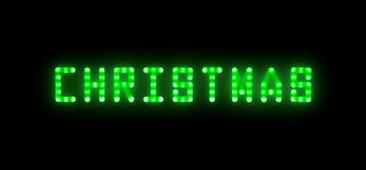 Fototapeta premium Green neon glowing led CHRISTMAS sign on black