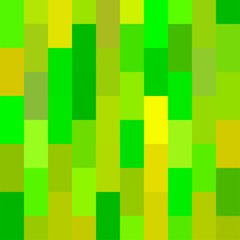 Seamless pattern. Geometrical square background. Green and yellow colors. Pixel art style. Vector tile. Abstract illustration.