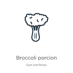 Broccoli porcion icon. Thin linear broccoli porcion outline icon isolated on white background from gym and fitness collection. Line vector broccoli porcion sign, symbol for web and mobile