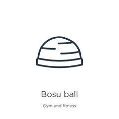 Bosu ball icon. Thin linear bosu ball outline icon isolated on white background from gym and fitness collection. Line vector bosu ball sign, symbol for web and mobile