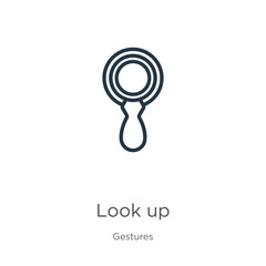 Look up icon. Thin linear look up outline icon isolated on white background from gestures collection. Line vector look up sign, symbol for web and mobile