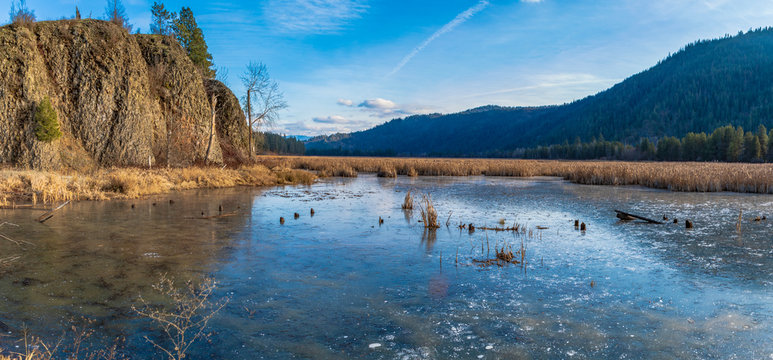 Anderson Lake Idaho On Cold Morning