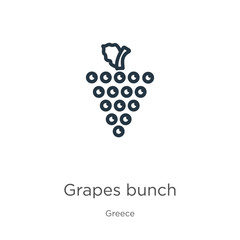 Grapes bunch icon. Thin linear grapes bunch outline icon isolated on white background from greece collection. Line vector grapes bunch sign, symbol for web and mobile