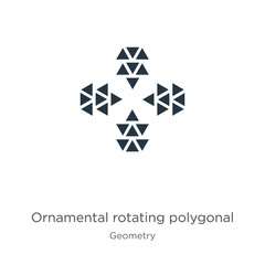 Ornamental rotating polygonal icon. Thin linear ornamental rotating polygonal outline icon isolated on white background from geometry collection. Line vector ornamental rotating polygonal sign, symbol