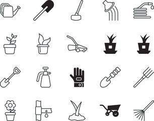 gardening vector icon set such as: vegetable, lifestyle, sport, cartoon, romantic, maintenance, cutting, decorative, cultivation, worker, button, old, activity, trowel, trendy, action, scoop, style