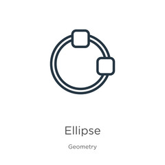 Ellipse icon. Thin linear ellipse outline icon isolated on white background from geometry collection. Line vector ellipse sign, symbol for web and mobile