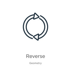 Fototapeta premium Reverse icon. Thin linear reverse outline icon isolated on white background from geometry collection. Line vector reverse sign, symbol for web and mobile