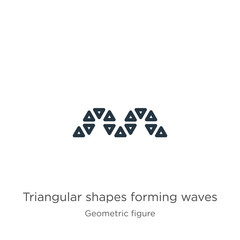 Triangular shapes forming waves icon. Thin linear triangular shapes forming waves outline icon isolated on white background from geometry collection. Line vector triangular shapes forming waves sign,