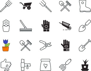 gardening vector icon set such as: cartoon, seedling, lamp, trimmer, cut, information, rubber, crop, boot, high, scoop, data, collection, weather, fresh, gum, computer, lopping, wear, greenery