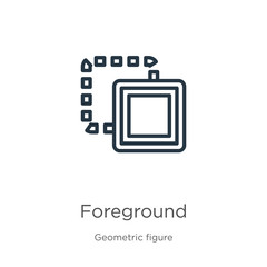 Foreground icon. Thin linear foreground outline icon isolated on white background from geometric figure collection. Line vector foreground sign, symbol for web and mobile