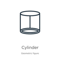 Cylinder icon. Thin linear cylinder outline icon isolated on white background from geometric figure collection. Line vector cylinder sign, symbol for web and mobile