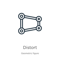 Obraz premium Distort icon. Thin linear distort outline icon isolated on white background from geometric figure collection. Line vector distort sign, symbol for web and mobile