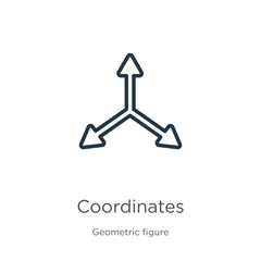Coordinates icon. Thin linear coordinates outline icon isolated on white background from geometric figure collection. Line vector coordinates sign, symbol for web and mobile