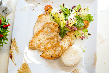 Chicken dish on a restaurant table