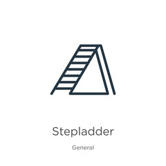 Stepladder icon. Thin linear stepladder outline icon isolated on white background from general collection. Line vector stepladder sign, symbol for web and mobile