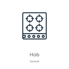 Hob icon. Thin linear hob outline icon isolated on white background from general collection. Line vector hob sign, symbol for web and mobile