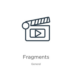 Obraz premium Fragments icon. Thin linear fragments outline icon isolated on white background from general collection. Line vector fragments sign, symbol for web and mobile