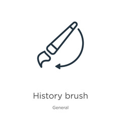 History brush icon. Thin linear history brush outline icon isolated on white background from general collection. Line vector history brush sign, symbol for web and mobile
