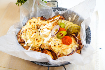 Chicken dish on a restaurant table