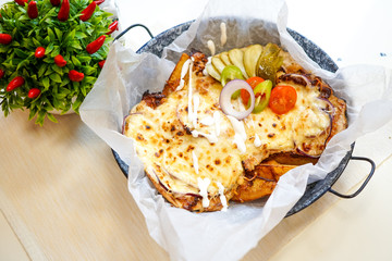 Chicken dish on a restaurant table