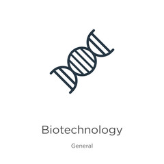 Biotechnology icon. Thin linear biotechnology outline icon isolated on white background from general collection. Line vector biotechnology sign, symbol for web and mobile