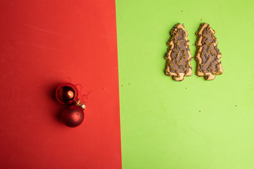 Christmas tree-shaped Christmas cookie with chocolate
