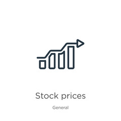 Stock prices icon. Thin linear stock prices outline icon isolated on white background from general collection. Line vector stock prices sign, symbol for web and mobile