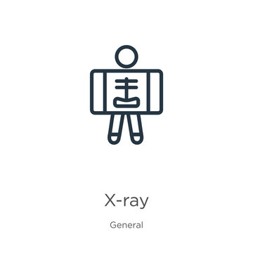 X-ray icon. Thin linear x-ray outline icon isolated on white background from general collection. Line vector x-ray sign, symbol for web and mobile