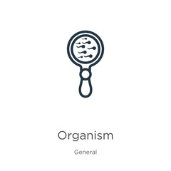 Organism icon. Thin linear organism outline icon isolated on white background from general collection. Line vector organism sign, symbol for web and mobile