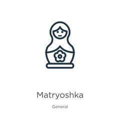 Matryoshka icon. Thin linear matryoshka outline icon isolated on white background from general collection. Line vector matryoshka sign, symbol for web and mobile