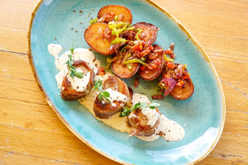 Chicken dish on a restaurant table