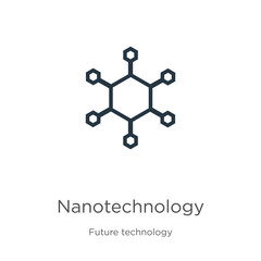 Nanotechnology icon. Thin linear nanotechnology outline icon isolated on white background from future technology collection. Line vector nanotechnology sign, symbol for web and mobile