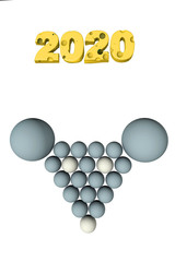 illustration of 2020 New Year chrisrmas calendar with rat image